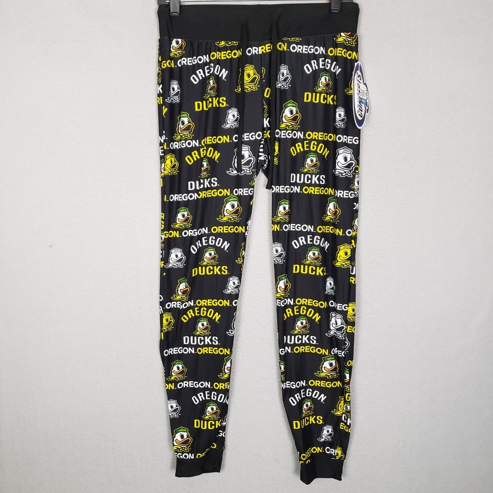 Oregon Ducks Pajama Pants Black All Over Print College Game Day Loungewear S NWT